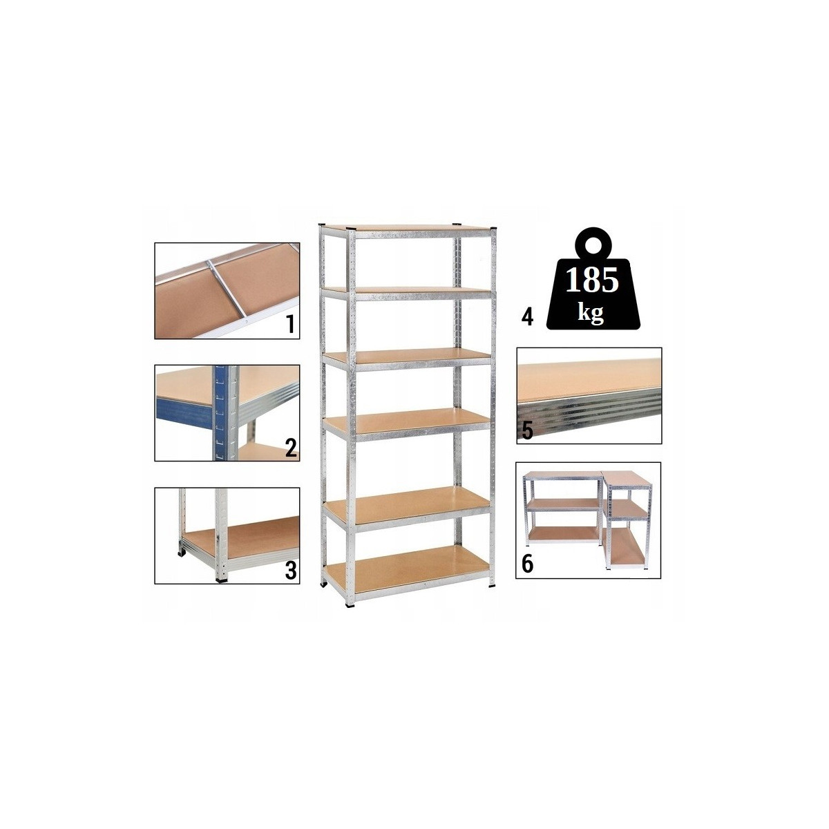 Raft metalic 222x110x50 cm, cu o capacitate de încărcare de 185 kg pe raft.