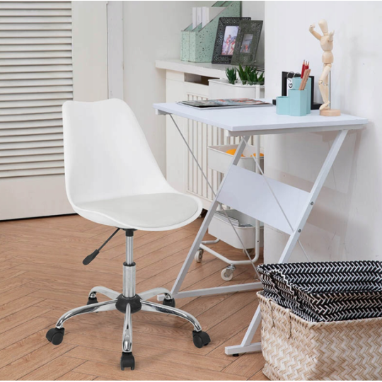 Scaun de birou rotativ de culoare albă