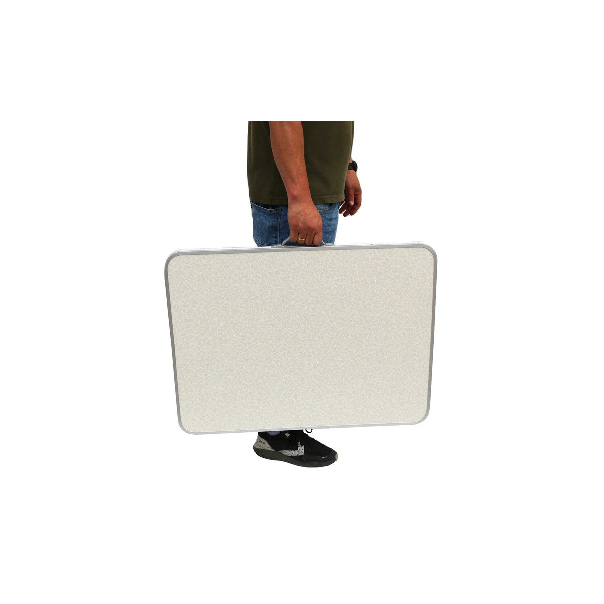 Masa de tourist de calitate cu cutie de culoare albă 60x80x70 cm