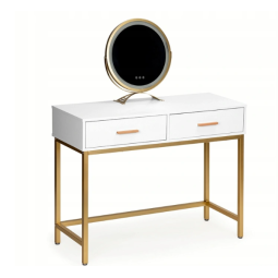 Măsuță de toaletă cu iluminare LED de culoare aurie