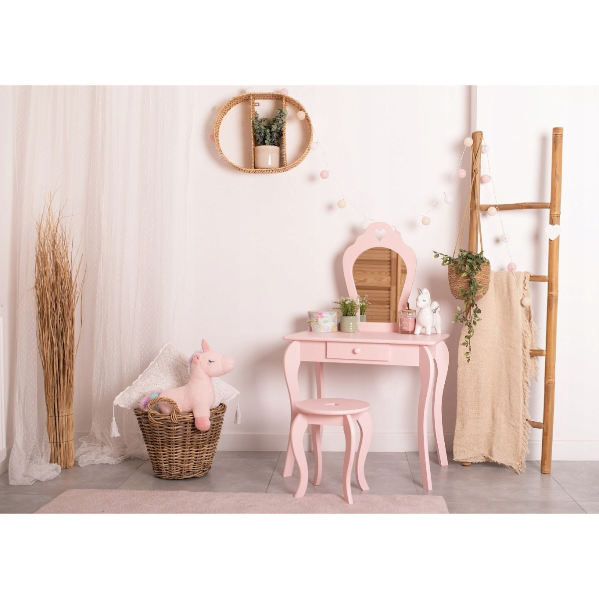 Mobilier de toaletă pentru copii de calitate în culoare roz