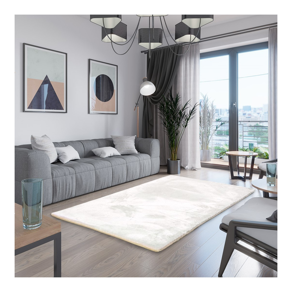 Covor moale original în culoare bej, disponibil în diverse dimensiuni