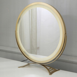 Măsuță de toaletă cu iluminare LED de culoare aurie