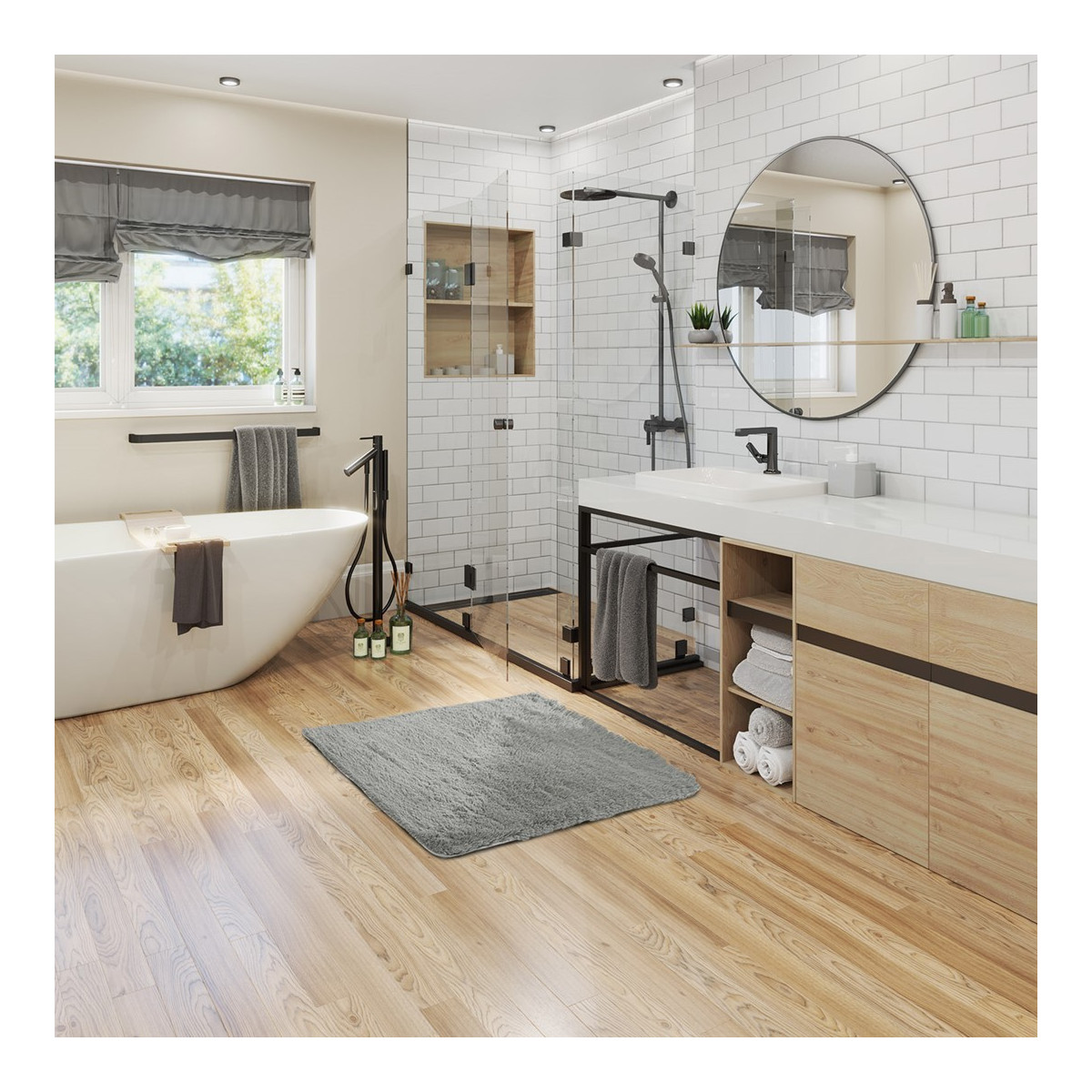 Covor din pluș de culoare gri în diferite dimensiuni