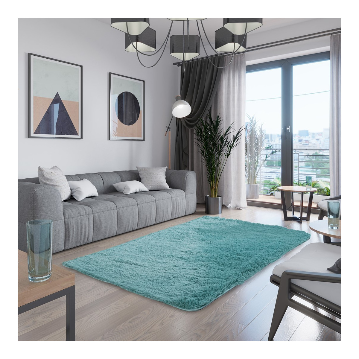 Covor din plus turcoaz în diferite dimensiuni