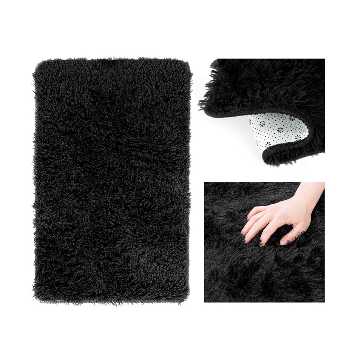 Covor moale din pluș de culoare neagră, diverse dimensiuni