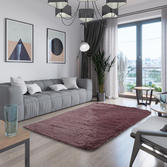 Covoare pufoase groase de culoare roz