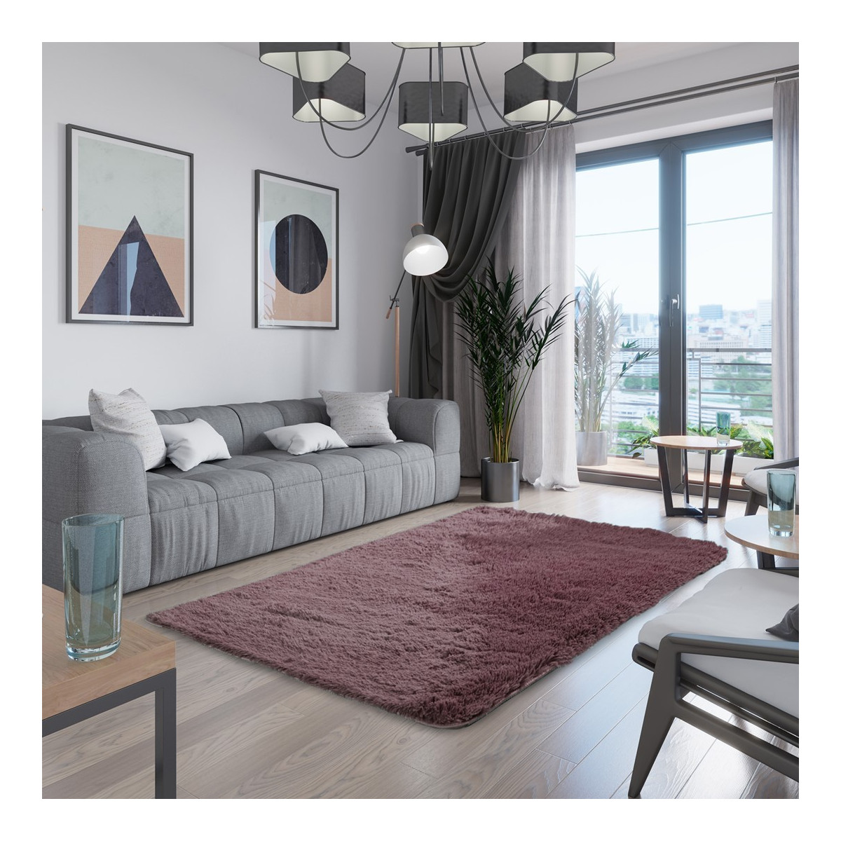 Covoare pufoase groase de culoare roz