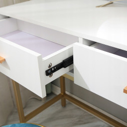 Măsuță de toaletă cu iluminare LED de culoare aurie