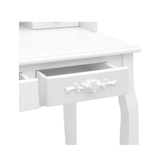Masa toaletă de calitate cu scaun în culoarea albă