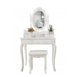 Masa toaletă de calitate cu scaun în culoarea albă