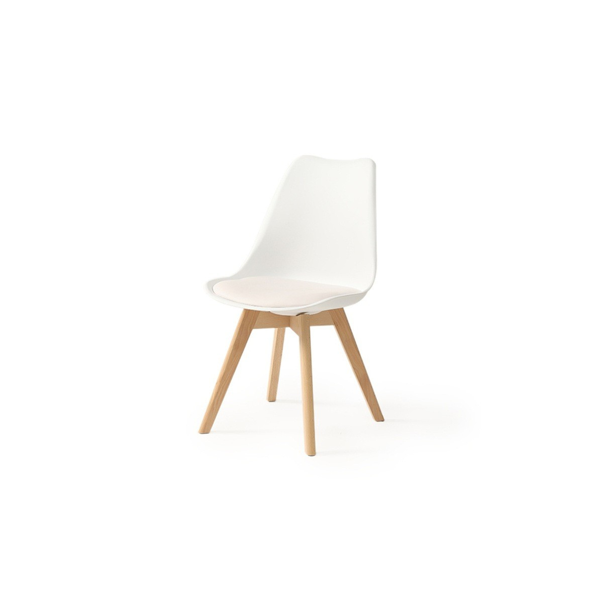 Scaun de dining de culoare albă cu pernuță pentru șezut