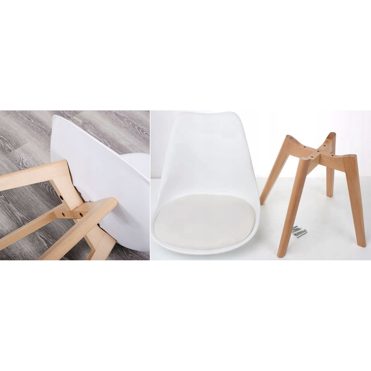 Scaun de dining de culoare albă cu pernuță pentru șezut