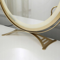 Măsuță de toaletă cu iluminare LED de culoare aurie