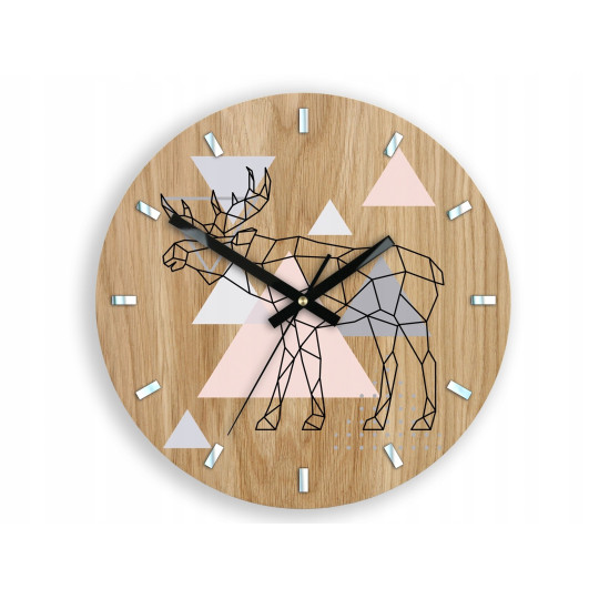 Ceasuri geometrice de calitate - LOS din lemn de stejar, 33 cm