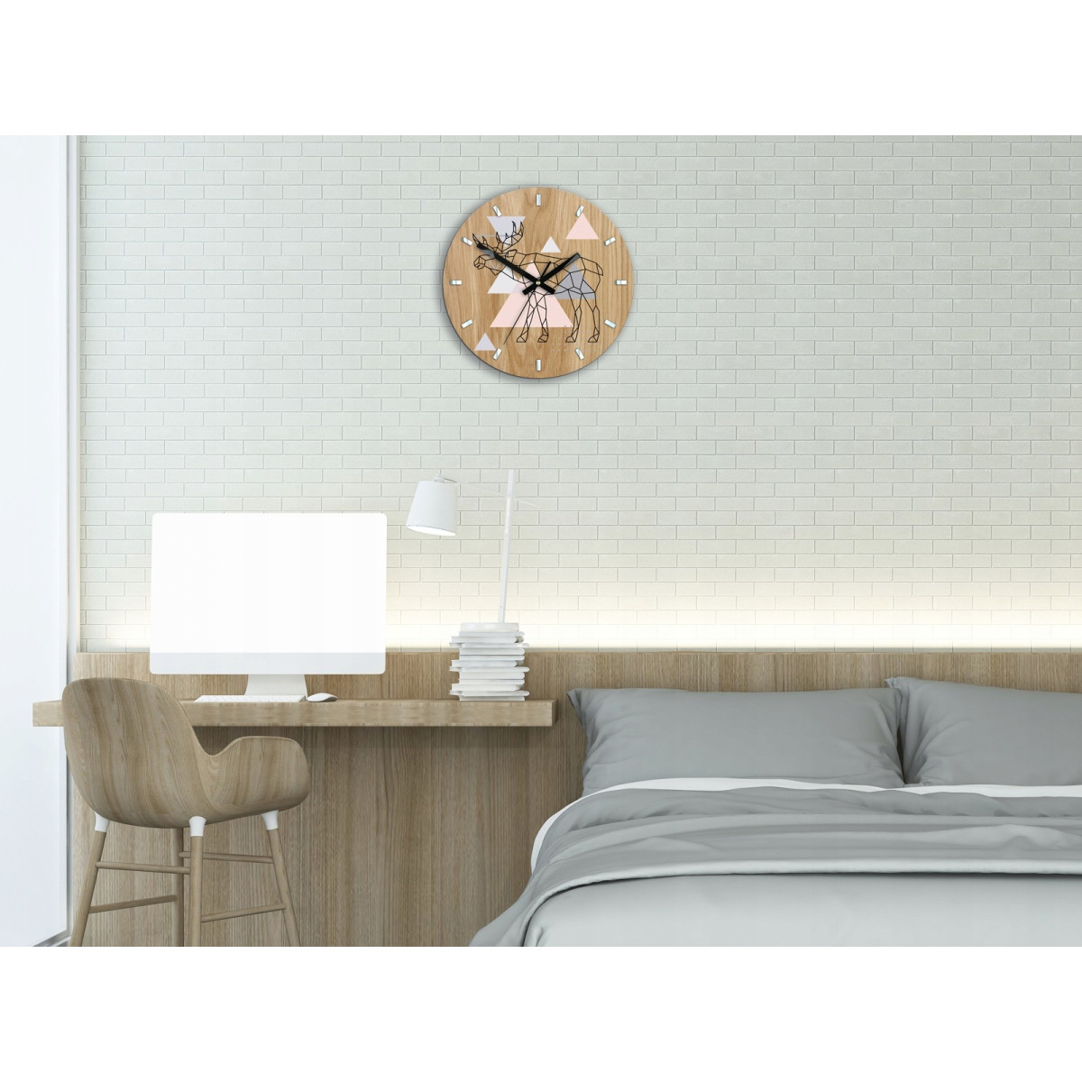 Ceasuri geometrice de calitate - LOS din lemn de stejar, 33 cm