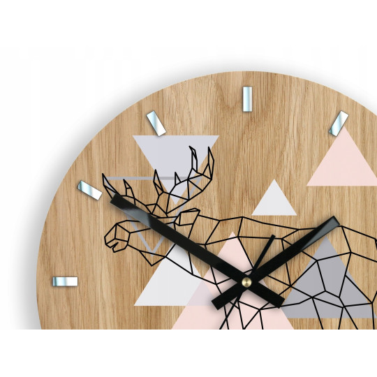 Ceasuri geometrice de calitate - LOS din lemn de stejar, 33 cm