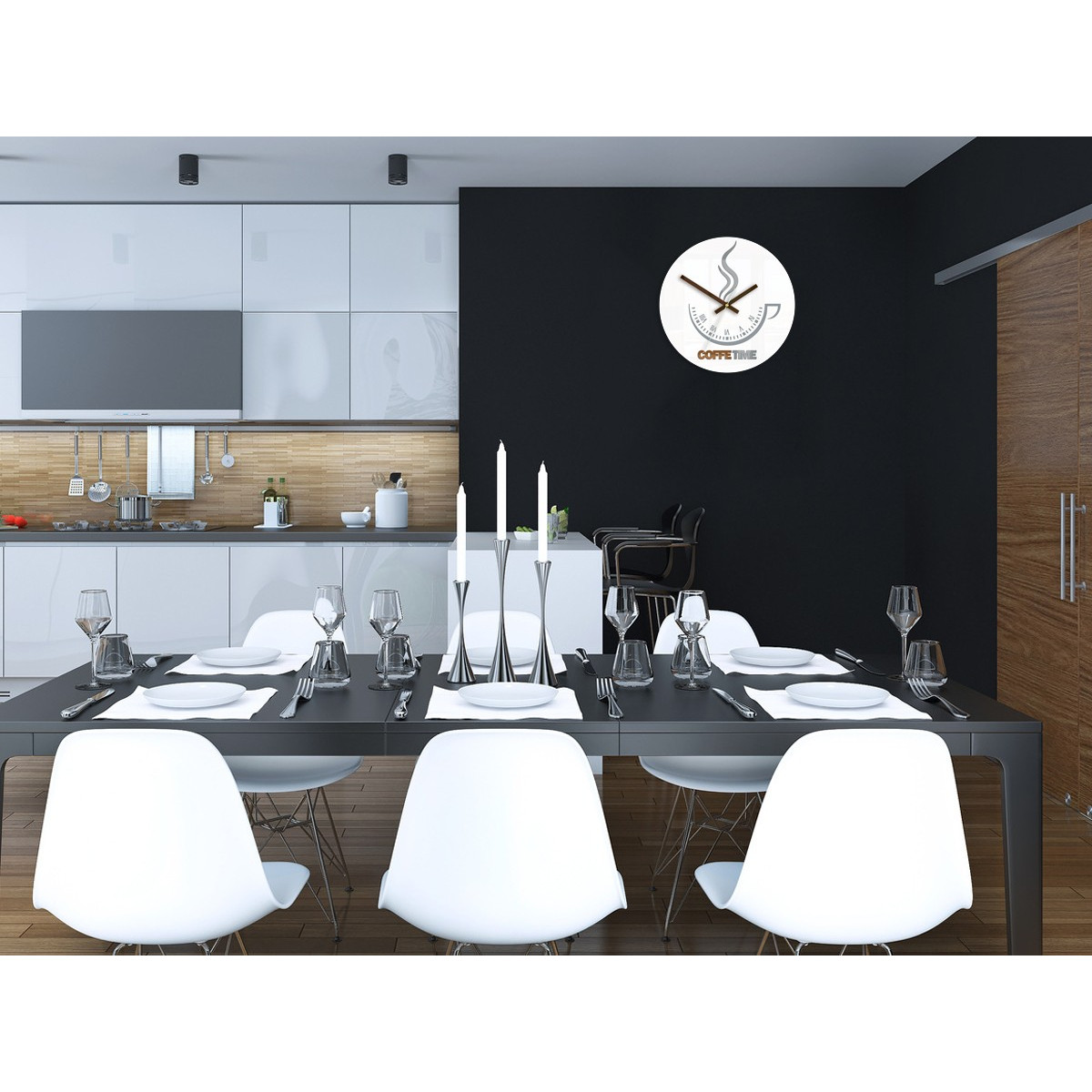 Ceasuri de bucătărie moderne de culoare albă, ultra-silentioase.