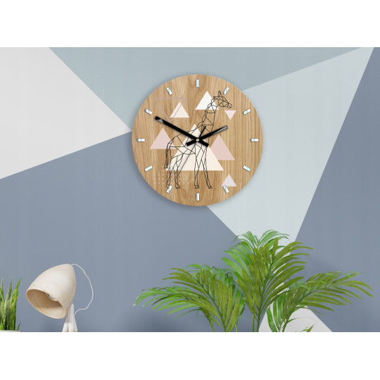Ceasuri GEOMETRICE de calitate - ZEBRĂ din lemn de stejar 33 cm