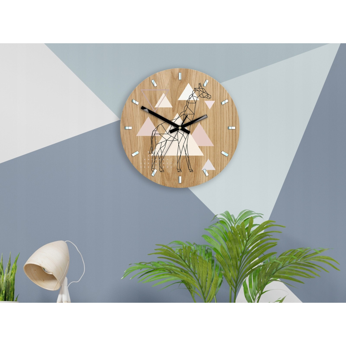 Ceasuri GEOMETRICE de calitate - ZEBRĂ din lemn de stejar 33 cm