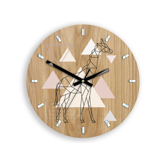 Ceasuri GEOMETRICE de calitate - ZEBRĂ din lemn de stejar 33 cm