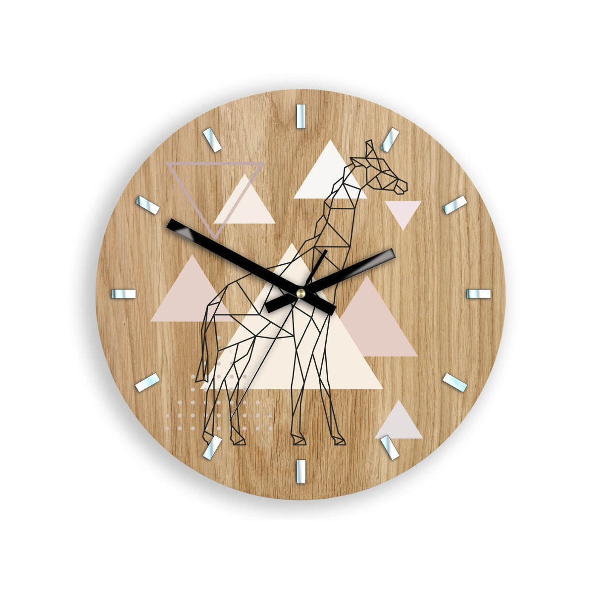 Ceasuri GEOMETRICE de calitate - ZEBRĂ din lemn de stejar 33 cm