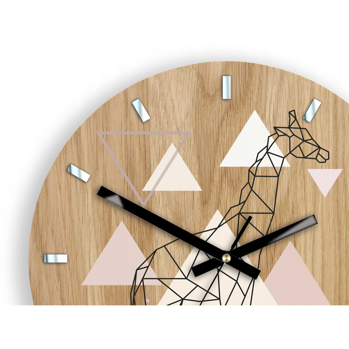 Ceasuri GEOMETRICE de calitate - ZEBRĂ din lemn de stejar 33 cm