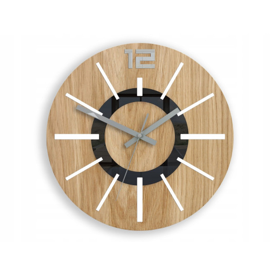 Ceasuri de calitate NORDIC 3D din lemn de stejar, 33 cm