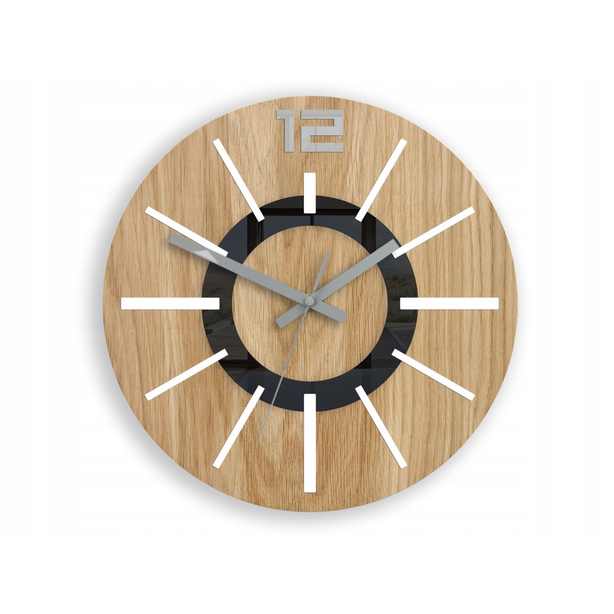 Ceasuri de calitate NORDIC 3D din lemn de stejar, 33 cm