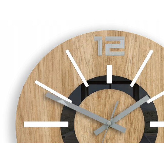 Ceasuri de calitate NORDIC 3D din lemn de stejar, 33 cm