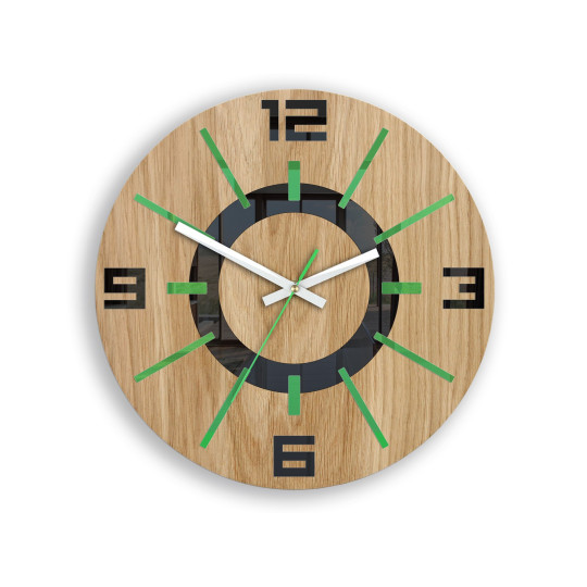 Ceasuri de perete ALLADIN din lemn de stejar, 33 cm