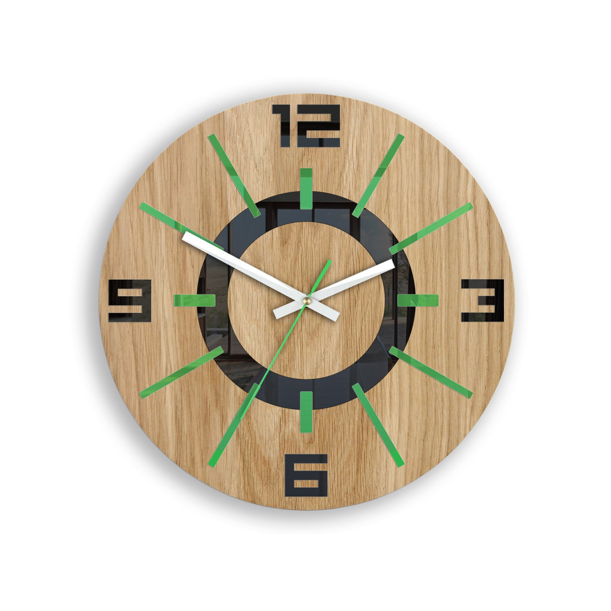 Ceasuri de perete ALLADIN din lemn de stejar, 33 cm