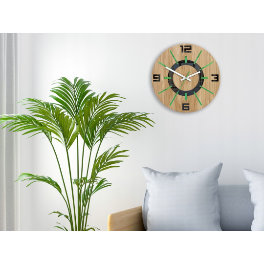 Ceasuri de perete ALLADIN din lemn de stejar, 33 cm