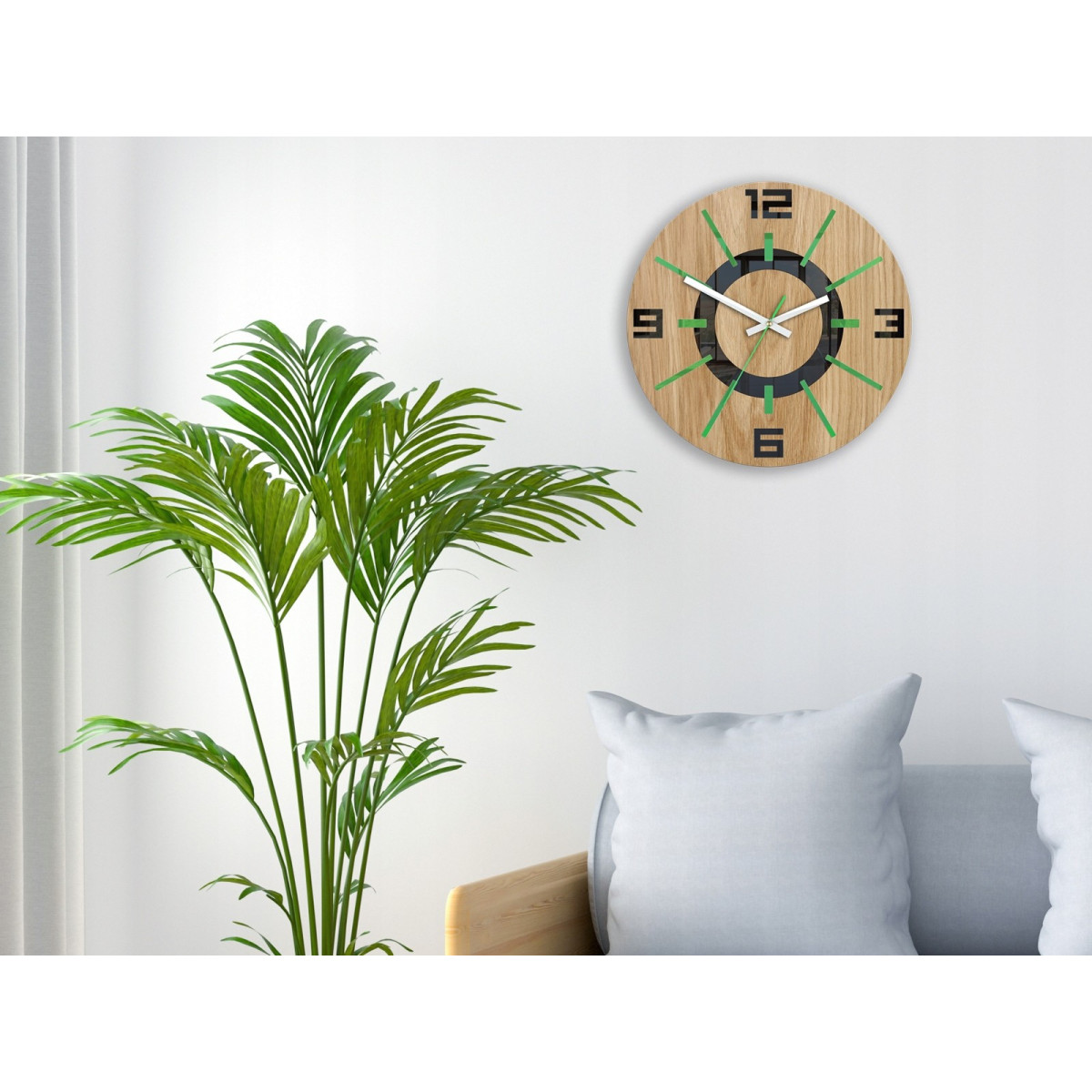 Ceasuri de perete ALLADIN din lemn de stejar, 33 cm