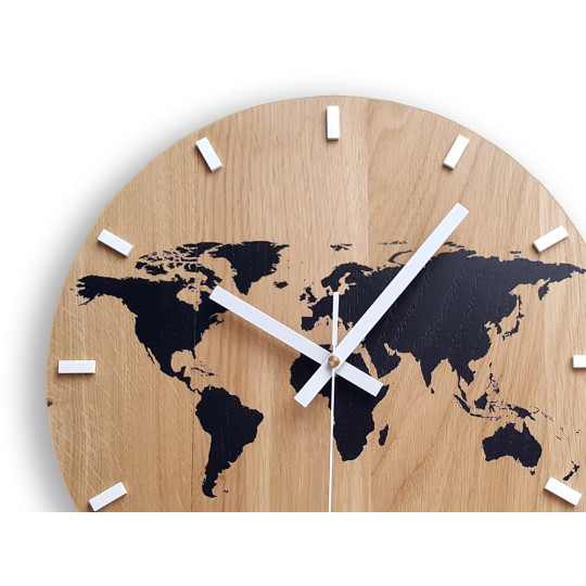 Ceas de perete MAPA LUMII - negru din lemn de stejar 33 cm