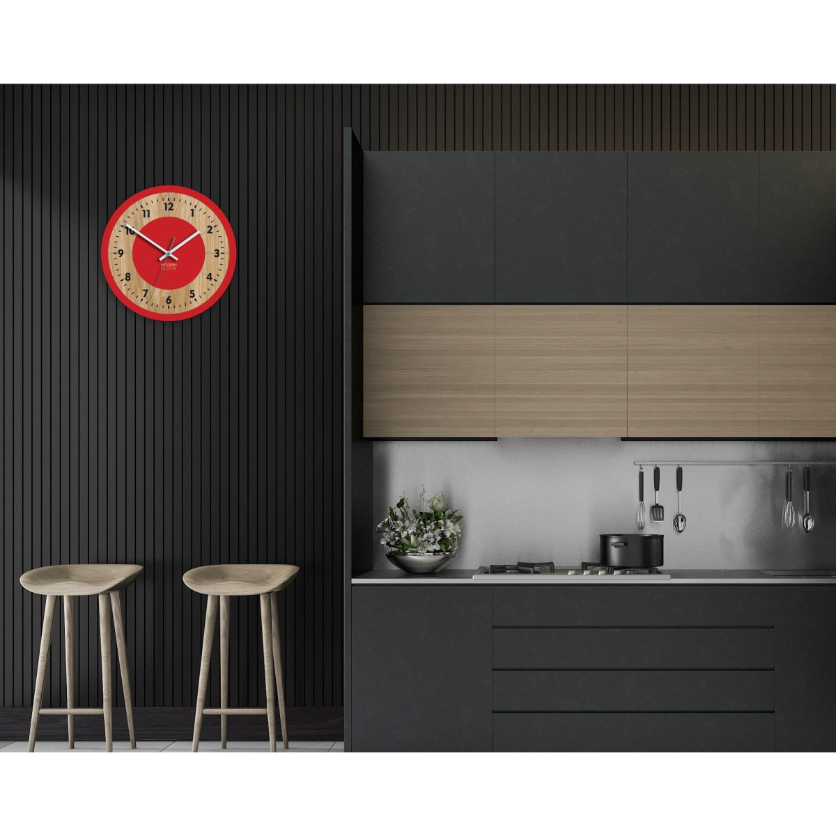 Ceas de perete roșu Tokyo 33,5 cm
