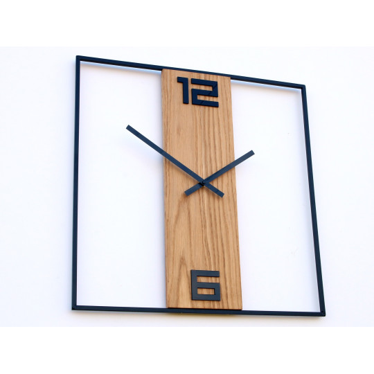 Ceas retro de perete din metal și lemn, stejar, 49 cm
