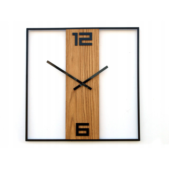 Ceas retro de perete din metal și lemn, stejar, 49 cm