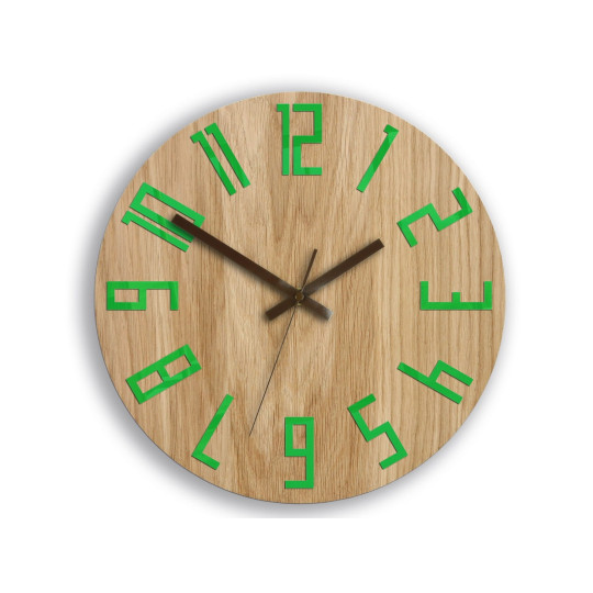 Ceas de perete Slim Wood Green 33 cm