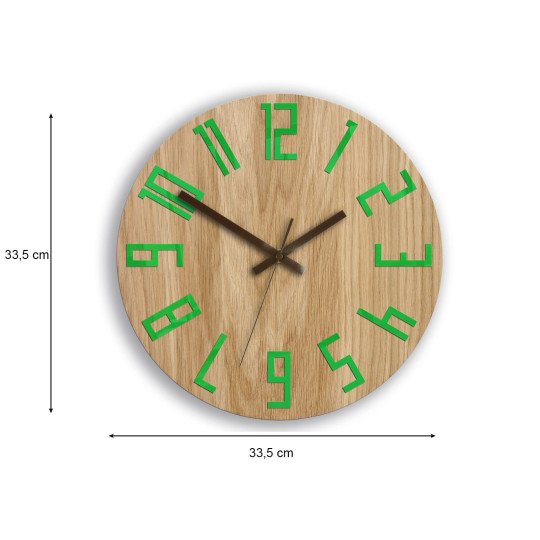 Ceas de perete Slim Wood Green 33 cm