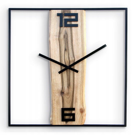 Ceas de perete retro din metal și lemn, nuc, 49 cm