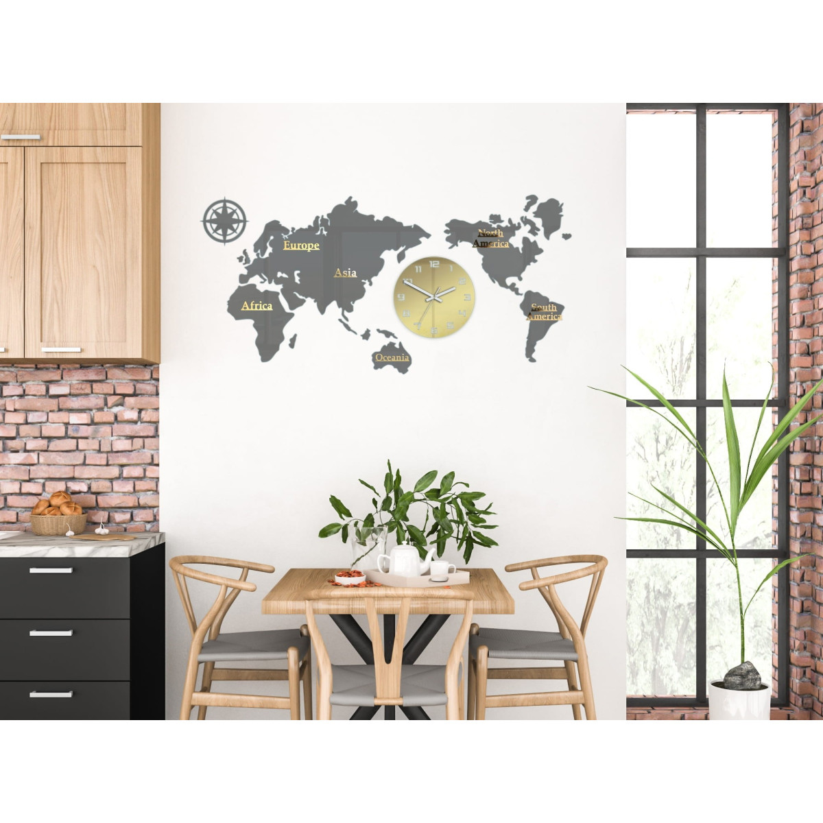 Ceas de perete hartă a lumii 110x55 cm