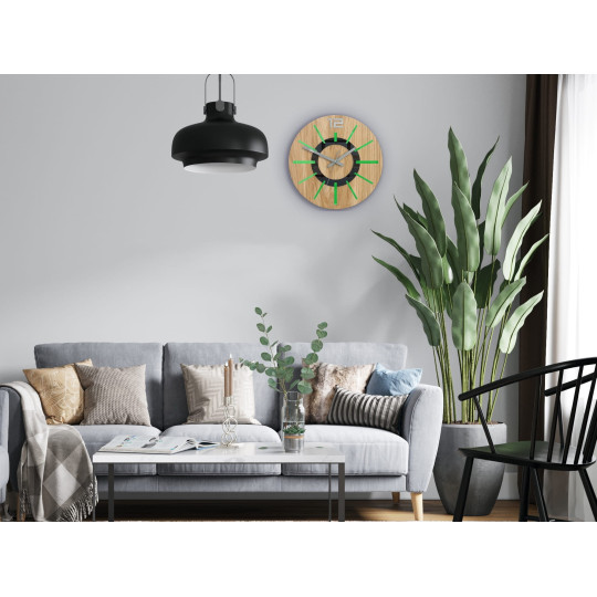 Ceas de perete verde nordic de 33 cm