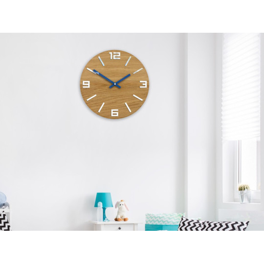 Ceasuri din lemn clasice ARABIC - albastru închis 33cm