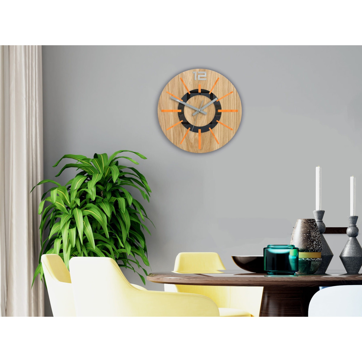 Ceas de perete nordic portocaliu 33 cm