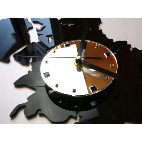 Ceas de perete cu hartă a lumii în culoare neagră