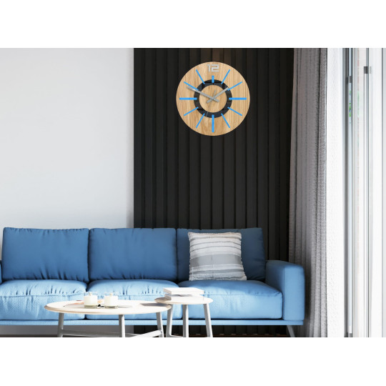 Ceas de perete nordic albastru 33 cm