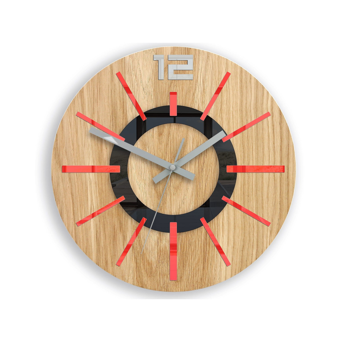 Ceas de perete roșu nordic, 33 cm