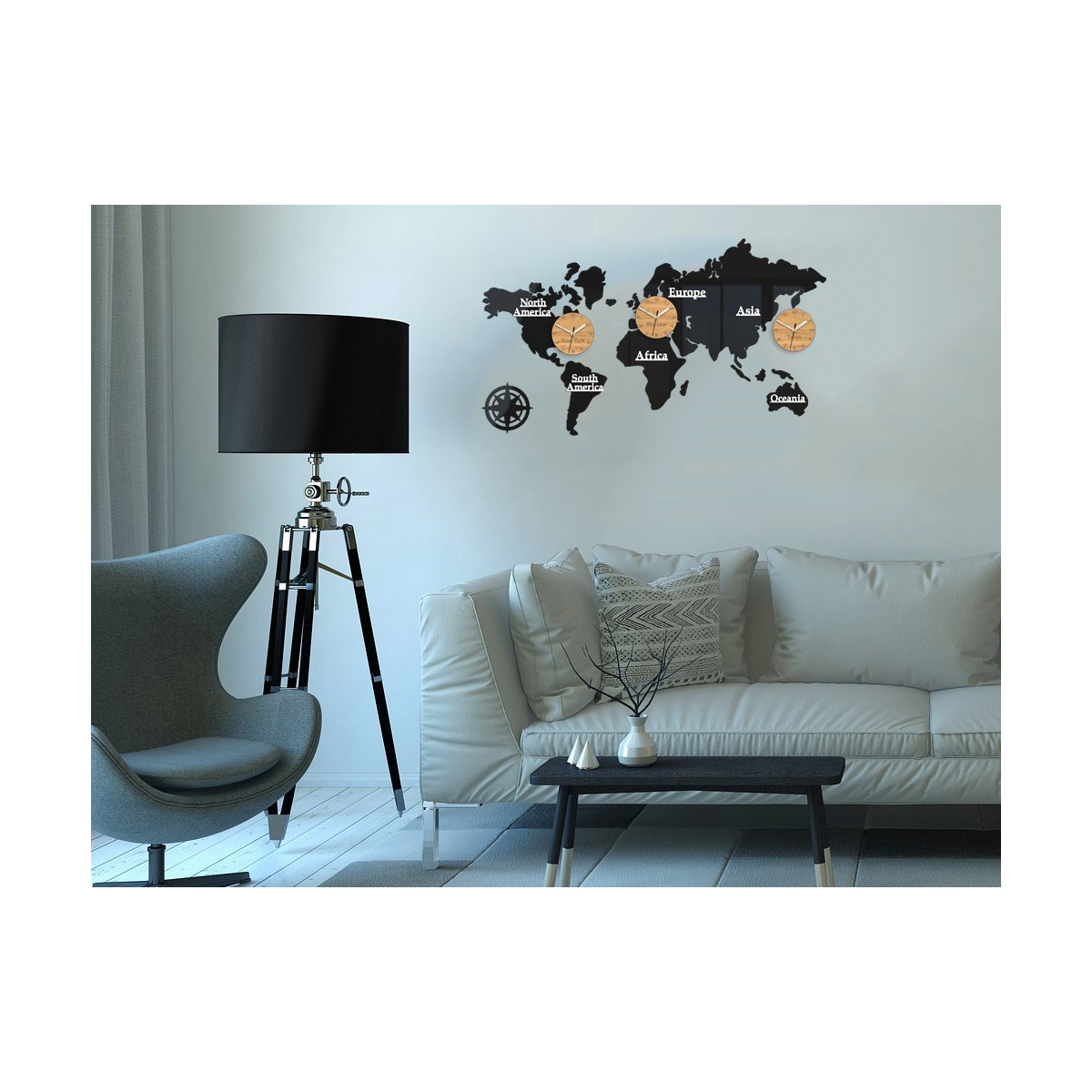 Ieftine ceasuri cu motivul întregii lumi - 3 ceasuri 100x56 cm