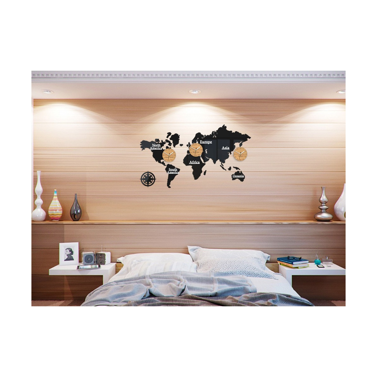 Ieftine ceasuri cu motivul întregii lumi - 3 ceasuri 100x56 cm